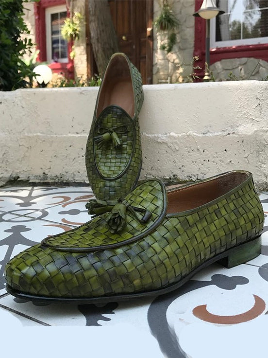 Green Tassel Loafers