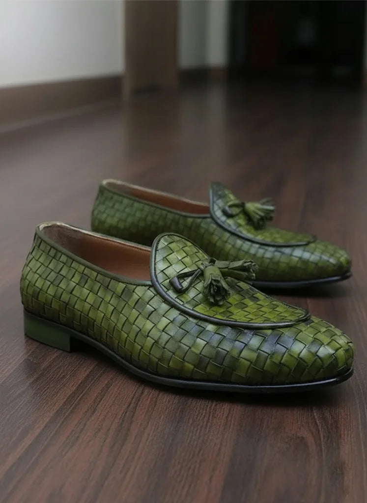 Green Tassel Loafers