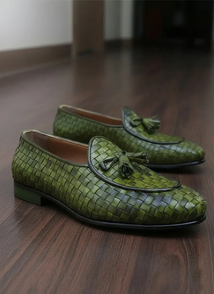 Green Tassel Loafers