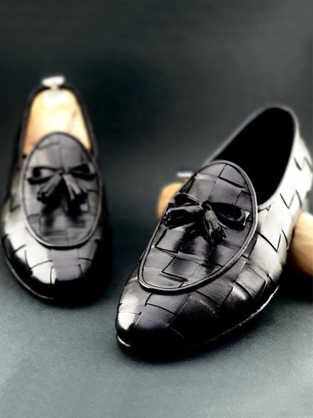 The Defender Black Tassel Loafers