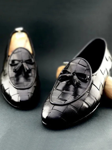 The Defender Black Tassel Loafers