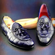 The Defender Navy Blue Tassel Loafers