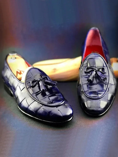 The Defender Navy Blue Tassel Loafers