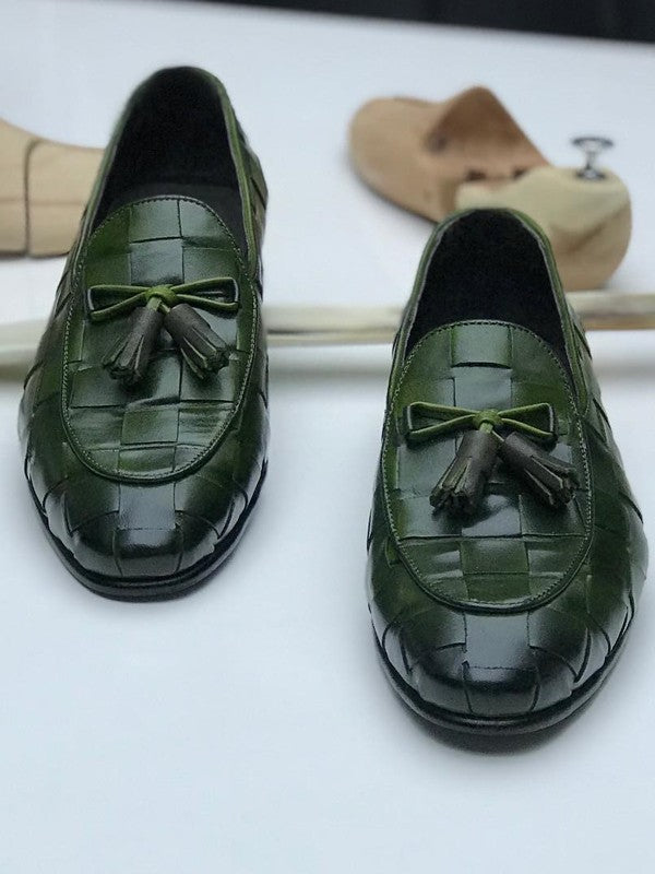 The Defender Green Tassel Loafers