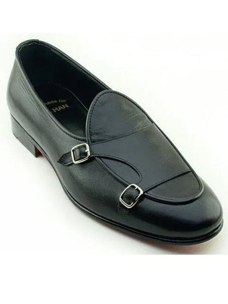 The Eufrozina Black Double Monk Strap Shoes