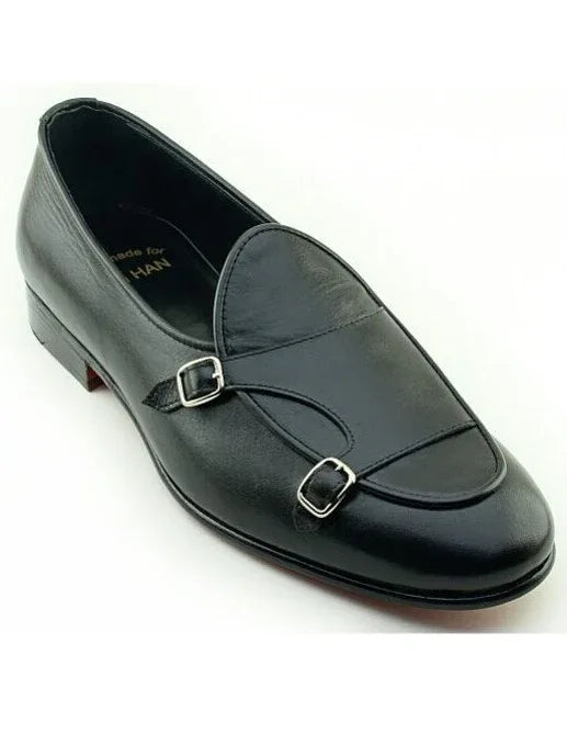 The Eufrozina Black Double Monk Strap Shoes