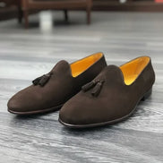 Brown Suede Tassel Loafers