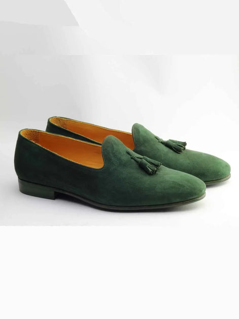 The Furtive Suede Tassel Loafer Green