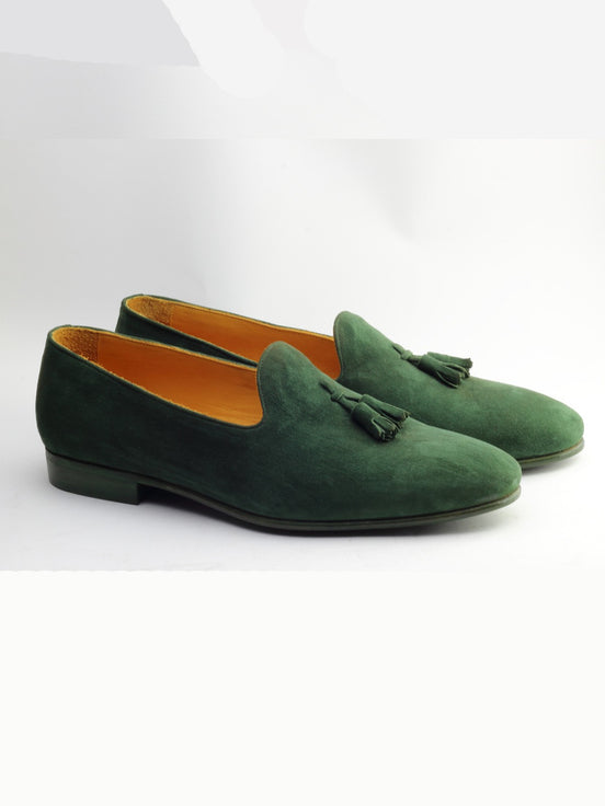 Green Handmade Suede Calf Leather Bespoke Shoes by Gentwith.com with Free Shipping