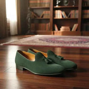 The Furtive Suede Tassel Loafer Green