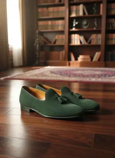 The Furtive Suede Tassel Loafer Green