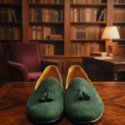 The Furtive Suede Tassel Loafer Green
