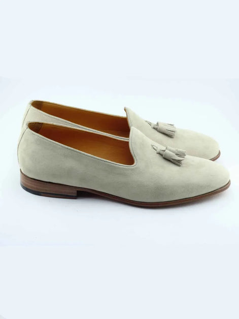 The Furtive Suede Tassel Loafer Off White
