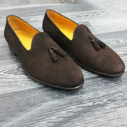 The Furtive Suede Brown Tassel Loafers