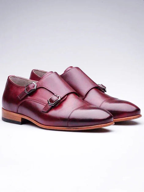 The Giulia Burgundy Double Monk Strap Shoes