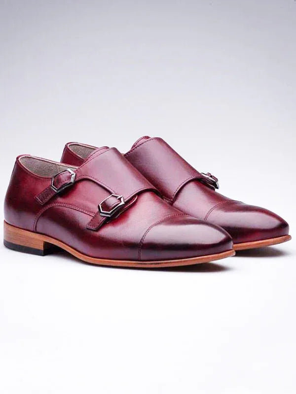 The Giulia Burgundy Double Monk Strap Shoes
