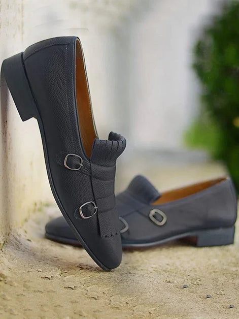 The Giulia Kiltie Navy Blue Loafers