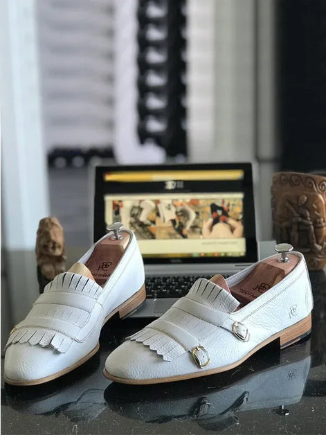 The Giulia Kiltie White Loafers