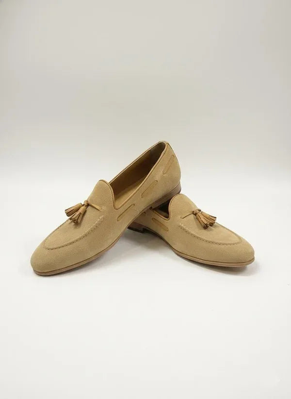Beige Suede Loafers