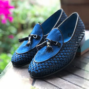 The Heritage Black Blue Tassel Loafers