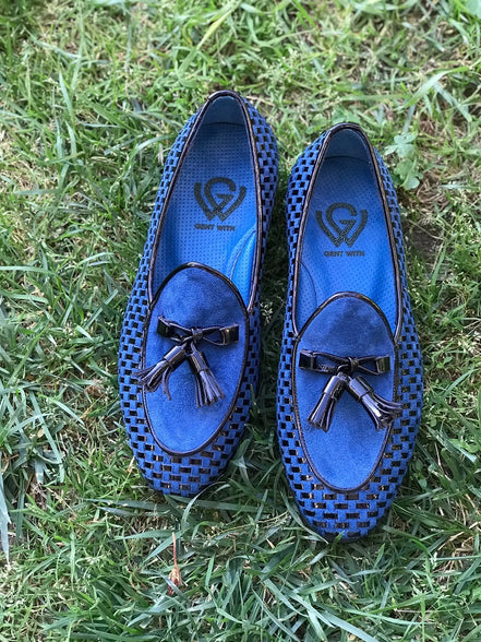 The Heritage Black Blue Tassel Loafers