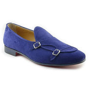 The Leah Suede Navy Blue Double Monk Strap Shoes