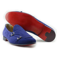 The Leah Suede Navy Blue Double Monk Strap Shoes