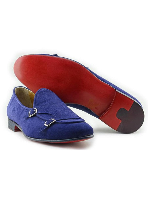 The Leah Suede Navy Blue Double Monk Strap Shoes