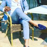 The Leah Suede Navy Blue Double Monk Strap Shoes