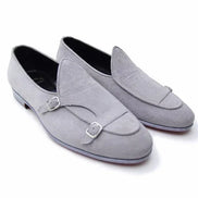 The Leah Suede Gray Double Monk Strap Shoes