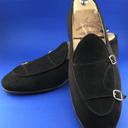 The Leah Suede Black Double Monk Strap Shoes