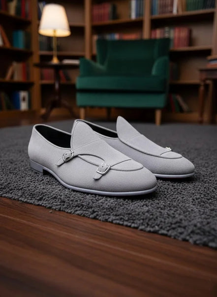 Gray Suede Loafers