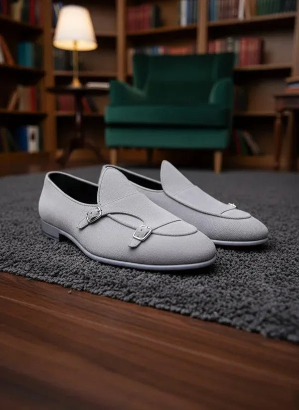 Gray Suede Loafers
