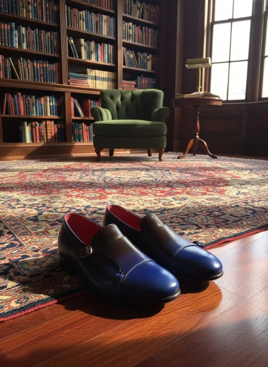 Blue Leather Loafers