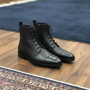Black Leather Ankle Boots