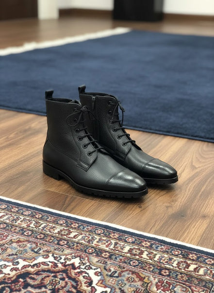 Black Leather Ankle Boots