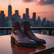 Maroon Wing Tip Ankle Boots