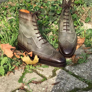 Gray Wing Tip Ankle Boots