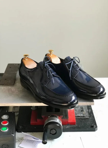 Navy Blue Patent Leather Derby