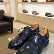 Navy Blue Patent Leather Derby