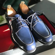 Navy Blue Leather Derby