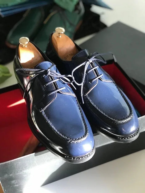 Navy Blue Leather Derby
