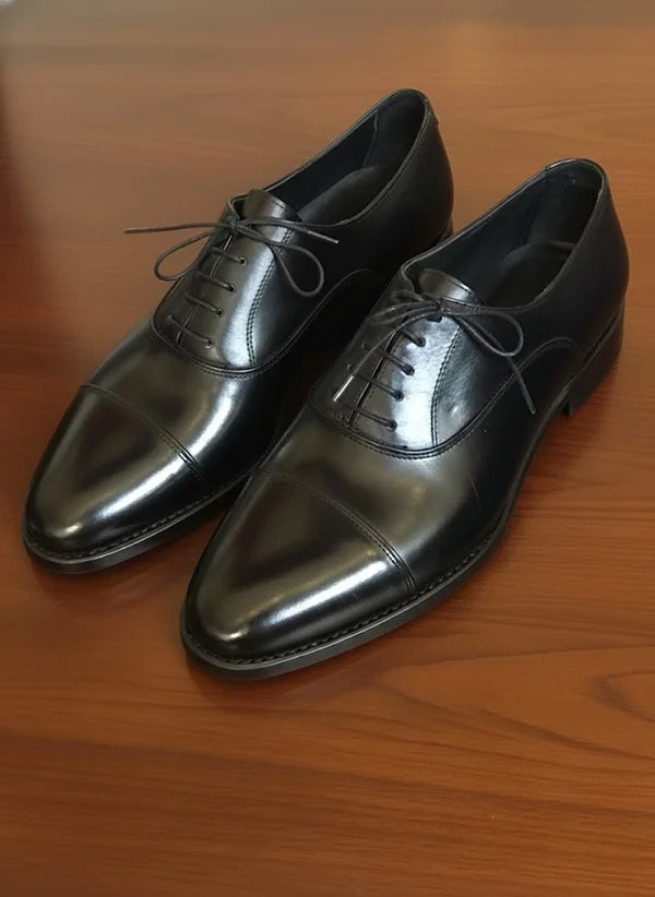 Black Cap Toe Oxford Shoes