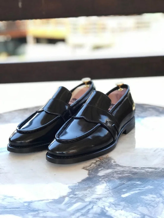 Black Patent Leather Penny Loafers