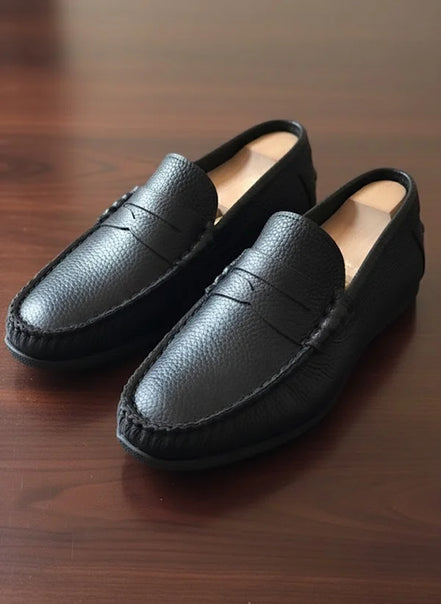 Black Leather Penny Loafers
