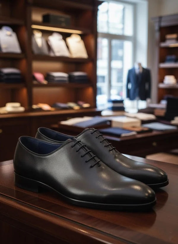 Black Wholecut Oxford Shoes