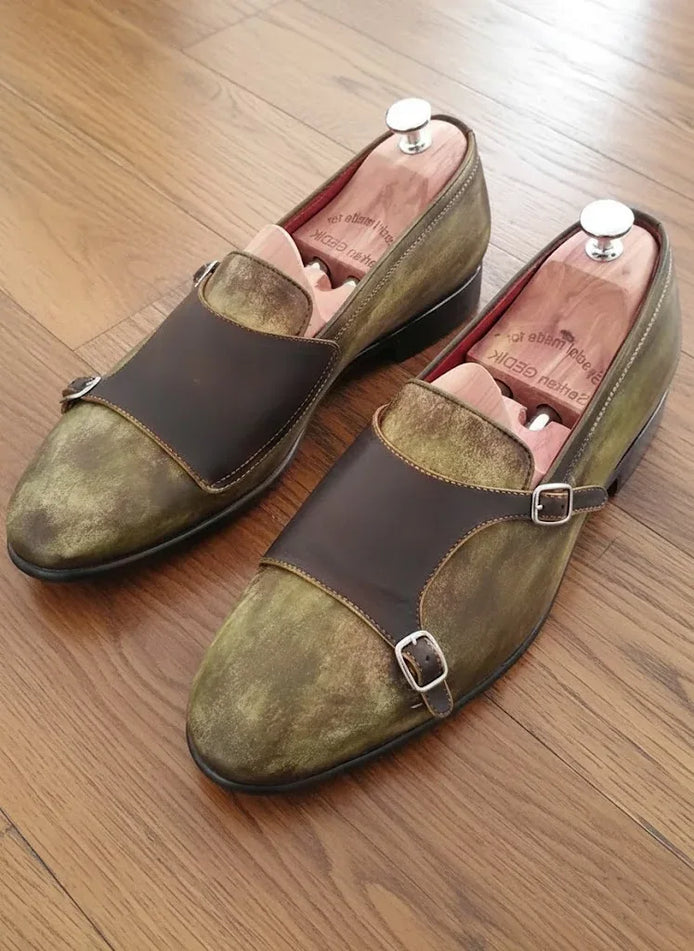 Brown Double Monk Strap Shoes