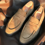 Brown Suede Penny Loafers
