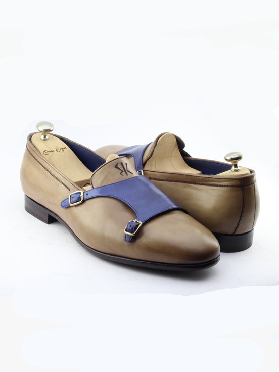 Camel Handmade Calf Leather Bespoke Shoes by Gentwith.com with Free Shipping