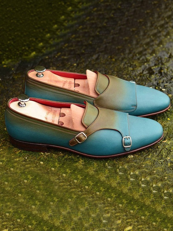 The Oliver Blue Double Monk Strap Shoes